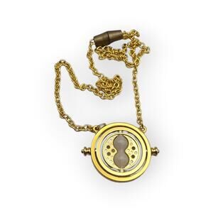 Harry Potter Style Time Turner Necklace Gold Hourglass Pendant Fantasy Academia